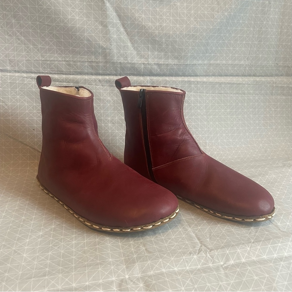 Nefes Burgundy Ankle Grounding Boots